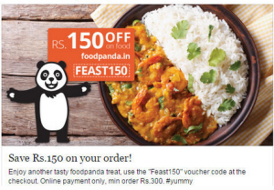  foodpanda pay Rs 150 and get Rs 300 worth food