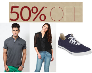 jabong 50% off + 30% cashback