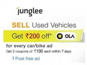  junglee post ad of used vehicle and get Rs 200 ola coupon