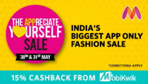 mobikwik 15% cashback myntra