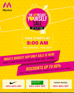 myntra the appreciate yourself sale