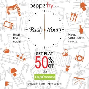 pepperfry 50% off 6 Pm on Rs 199 payumoney