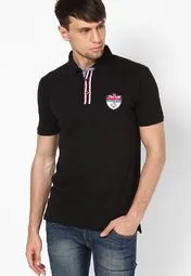 American-Derby-Polo-Club-Black-Polo-T-Shirts-With-Contrast-Chambray-Jabong