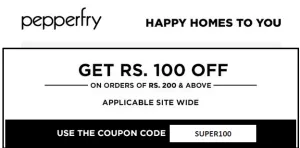 PEPPERFRY rS 100 OFF ON rS 200