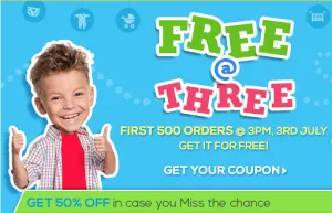 firstcry free at three 500 orders free