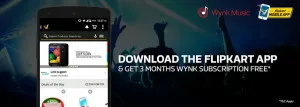 flipkart app 3 months free wynk music