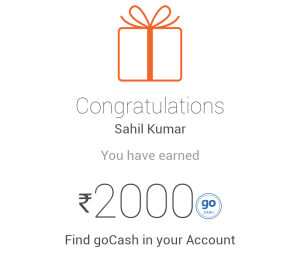 Goibibo Rs 2000 gocash free