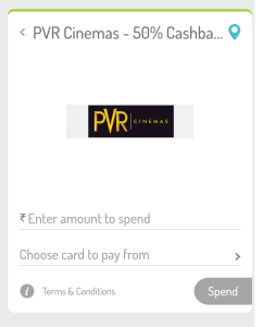 PVR Cinemas 50% cashback on movie tickets