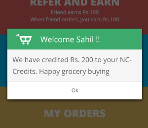 ninjacart grocery app bangalore 200 credits free