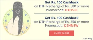 Paytm Dth cashback offers