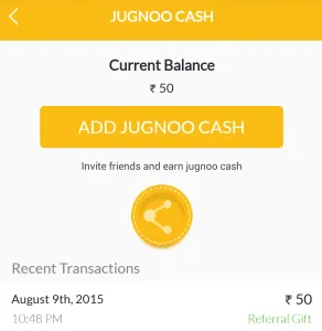 jugnoo Rs 50 free wallet balance