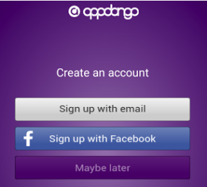 appdango createa new account
