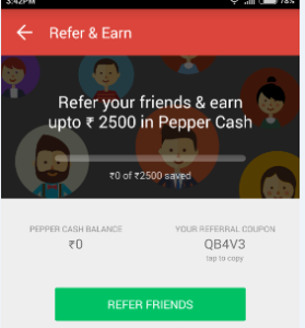 peppertap refer and earn Rs 2500 + flat Rs 150 off