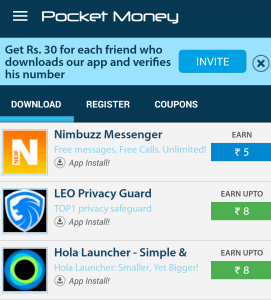 pokkt app Rs 30 recharge per friend