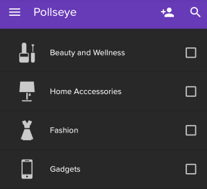 pollseye app categories selection