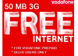 50 MB 3G Data for Vodafone Prepaid Delhi Users