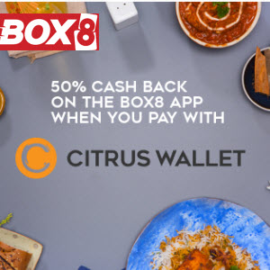 Box8 Rs 100 off on Rs 300 Extra 50 cb via Citrus