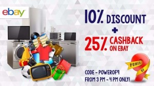 ebay 10 discount + 25 cashback offer power of 9