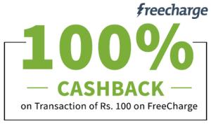 freecharge 100 cashback on Rs 100 on recharge or bill