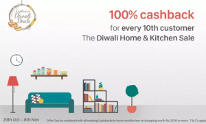 paytm home and kitchen 100% cashback for 10th user