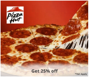 pizzahut flat 25% off paytm food fest