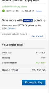 proof of ebay flat 45percent off on landing page