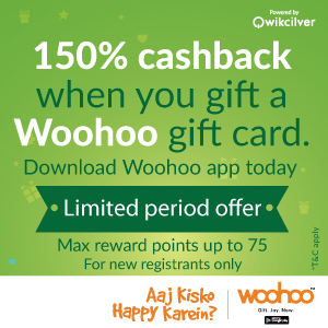 woohoo 150% cashback on Woohoo gift card