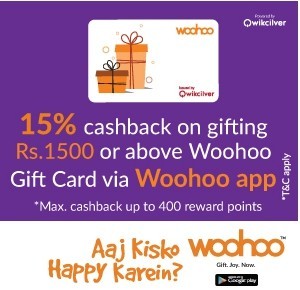 Woohoo 15 percent cashback