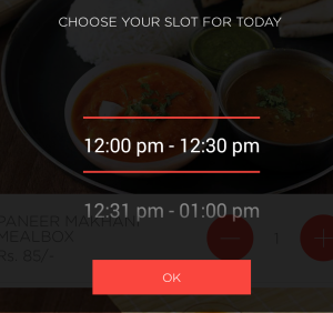 yumist app select your time slot for free meal