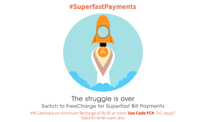 Freecharge 4 cb on all recharges and bill payments