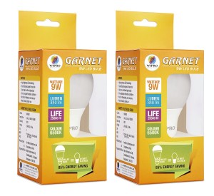 Wipro Garnet B22 9-Watt LED Bulb (Pack of 2, Cool Day Light)