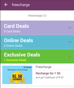 freecharge Rs 50 cashbakc on Rs 50 vantagecircle