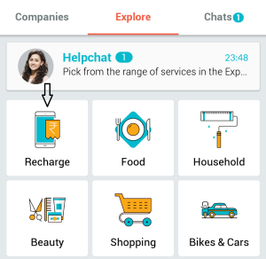 helpchat dashboard recharge 100 cashback