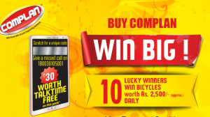 Complan- Get free talk time worth Rs. 30 + Chance to win Bicycle