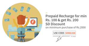 Freecharge- Get Rs 200 discount on Snapdeal on Prepaid recharge of Rs 100