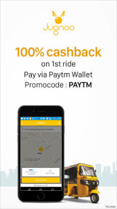 Jugnoo 100 cb on paying via Paytm