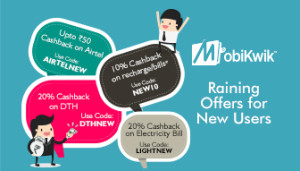 Mobikwik Get 10 cashback on recharge bill payments and 20 cashback on all DTH recharges (New Users)