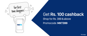 Paytm Rs 100 cb on shopping worth Rs 399 or more (New users)