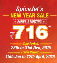 SpiceJet New Year Sale- Get Flights from Rs. 716 (excluding taxes)