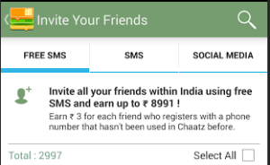 chaatz app invite and get Rs 3