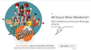 freecharge 10% cashback on recharges and bill payments