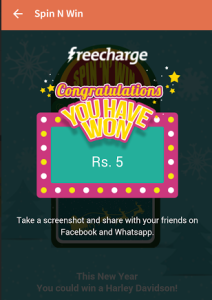 freecharge spin n win free gifts