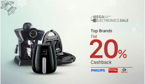 paytm mega electronics sale flat 20 cashback on home appliances