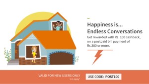 Freecharge Rs 100 cb on postpaid bill payment of Rs 300 or more