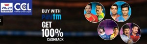 MeraEvents- Get 100% cashback on Celebrity Cricket League via Paytm Wallet