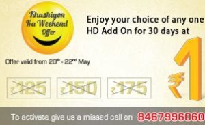 Videocon d2h- Pay Just Rs 1 And Enjoy Any HD Add On For 30 Days