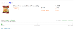 snapdeal almonds 15g at just Re 1 proof