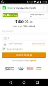 BigBasket- Buy Groceries at flat 20% cashback on paying via PayUmoney1