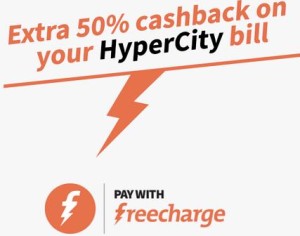 Freecharge- Get Flat 50% Cashback on Your HyperCity Bill Payment