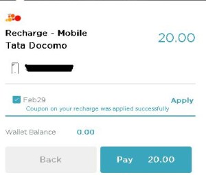 Mobikwik- Get flat 20% cashback on recharge or bill payment of Rs 20 or more (All users)1